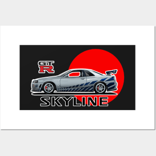 Brian's skyline gtr R34 Nissan (brian o conner) godzilla Posters and Art